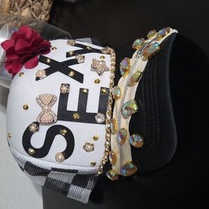 Black and White Embellished Cap